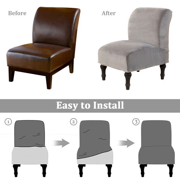 House of Hampton® Armless Velvet Chair Slipcover, Removable And